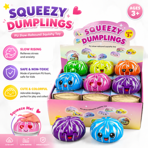 Jouets Squishy en PU à Remontée Lente de Haute Qualité, en Gros, en Forme de Petits Pains et Raviolis Rayés Colorés, Jouets à Presser pour Enfants - Product Image 1
