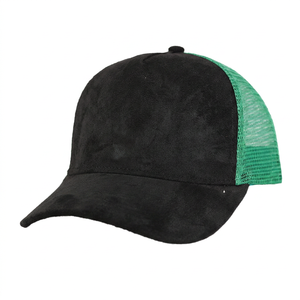 Green Suede Mesh Trucker <b>Hat</b> 6-Panel Adjustable Unisex Casual Cap Spring <b>Summer</b> Style - Product Image 4