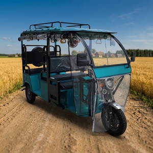 Triciclo Eléctrico de Pasajeros con Asiento Trasero, Cortina Transparente, Portaequipajes y Reposapiés para Transporte a Clínicas - Product Image 1