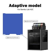 Plateau de construction H2C Cool pour Bambu Lab 335x346.5mm, surface lisse PEI bleue double face, feuille de surface de plateforme, accessoires de lit 3D