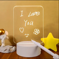 Tableau d'écriture effaçable Creative 3d Lampe DIY Plug in Switch Control LED Message Acrylique Tableau d'écriture Lumière pour Chambre