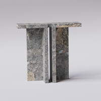 Table d'appoint en marbre veiné brut Dream Home, structure symétrique en dalle fendue, table d'appoint design en pierre pour projets résidentiels et villas