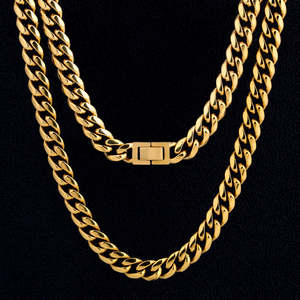 Krkc Bán Buôn Đồ trang sức 8mm 10mm 12mm 18K vàng PVD thép không gỉ Miami Cuban liên kết vòng cổ gấp trên Clasp Mens chuỗi - Product Image 4