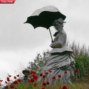 สวนกลางแจ้งรอยัลชีวิตขนาดบทคัดย่อบรอนซ์โบราณ Monet สวนประติมากรรมรูปปั้น