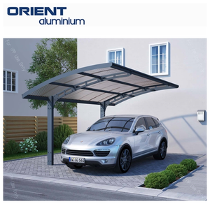Abri de voiture préfabriqué de luxe 6x3m, <span class=keywords><strong>2</strong></span> poteaux, imperméable, porte en aluminium, abri de voiture à pente simple - Product Image 4