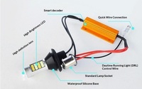 KEMAUTO Nouveau 12V LED de voiture BA15S/BTU15S/T20/W21W 7440 2835 42LED Canbus DRL/Clignotant Double Blanc/Jaune 3000K 10W
