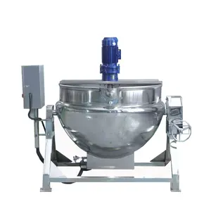 Commercial Double layers Large electric steam gas meat cooking pot jam / 500L jacket kettle with basket price