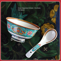 Ensemble de bols en céramique émaillée de style chinois, vaisselle en porcelaine de luxe avec bordure dorée pour la maison et les restaurants
