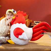 Peluche de poulet imposant à motif de points et rayures, jouet en peluche de poussin dodu, coussin décoratif de grande taille en forme de poule