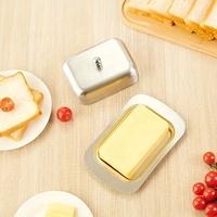 Boîte à beurre rectangulaire en acier inoxydable massif 401 poli, boîte à fromage, plateau à pâtisserie, boîte à pain, plat de rangement pour collations, moderne