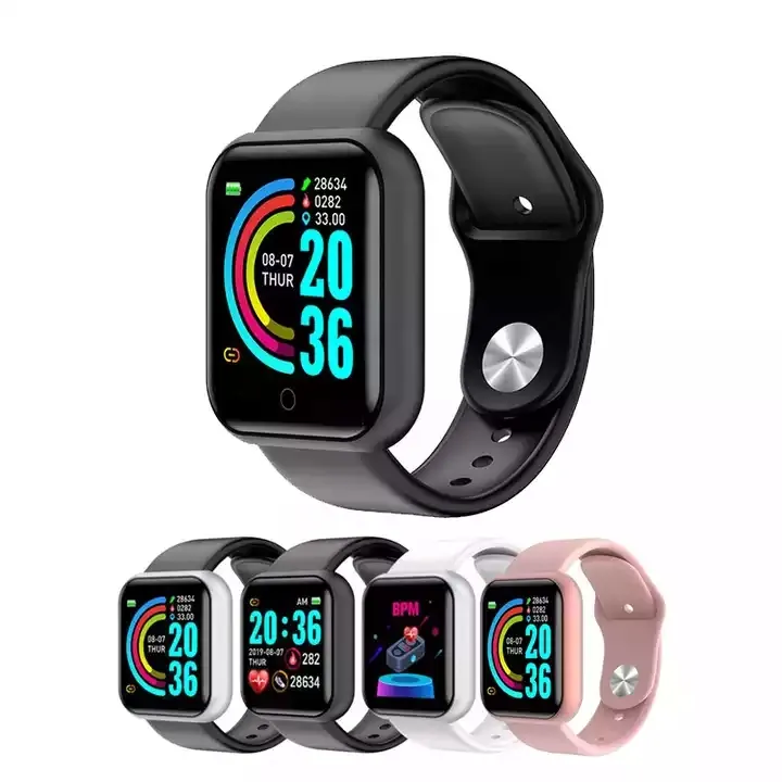 Su geçirmez Y68 Smartwatch spor Fitness takip chazı akıllı bilezik kan basıncı nabız D20 erkekler kadınlar akıllı saatler