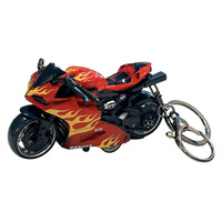 Porte-clés moto rétro en plastique ABS, modèle cool Dragon de feu Anime, avec design flamme et fonction inertie à rétrofriction pour le soulagement du stress