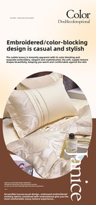 Sang trọng dài STAPLE bông bốn mảnh Vua <span class=keywords><strong>Comforter</strong></span> thiết lập đầy đủ bông cứu trợ thêu thân thiện với môi thoáng khí Châu Âu-mỹ - Product Image 5