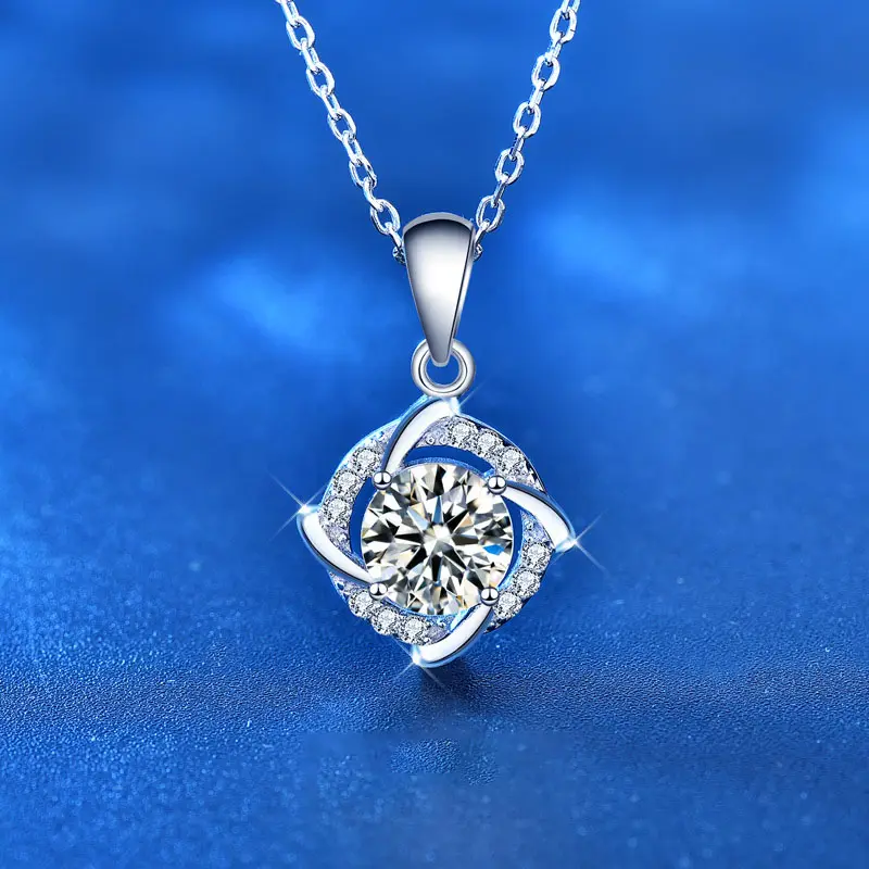 Gra Vs Eternity Diamond Moissanite Solitaire 1.0ct Bruiloft Ketting Ketting Echt 925 Zilver Wit Goud Vrouwen Fijne Sieraden