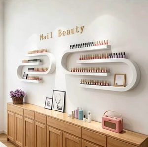Présentoir à vernis à ongles or, blanc et noir, en métal, mobilier commercial mural, écologique et pratique pour centres commerciaux et supermarchés - Product Image 1