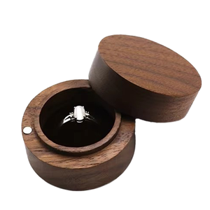 Luxury Handmade High Quality Square <b>Walnut</b> Solid Wood Wedding Ring Proposal Box with Velvet Lining for Earrings and Pendants - Product Image 1