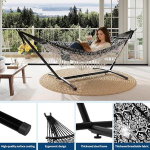 <span class=keywords><strong>Hamac</strong></span> <span class=keywords><strong>double</strong></span> avec support, lit de <span class=keywords><strong>hamac</strong></span> <span class=keywords><strong>pour</strong></span> 2 personnes avec dentelle décorative, <span class=keywords><strong>hamac</strong></span> extérieur grand et confortable <span class=keywords><strong>pour</strong></span> patio et jardin - Product Image 4