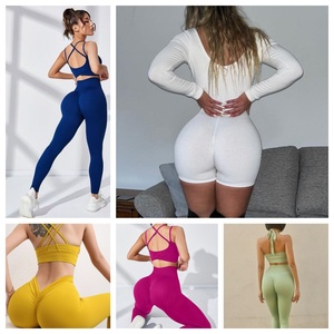 <span class=keywords><strong>Ensemble</strong></span> de yoga sans couture Sheining & Alo pour <span class=keywords><strong>femme</strong></span> – Vente chaude – Polyester/coton respirant et léger – Grandes tailles – Motif uni – Séchage rapide - Product Image 3