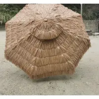 Hawaii Wooden Garden Umbrella, Artificial Thatch Straw