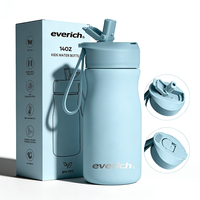 Bouteille d'eau isotherme en acier inoxydable 14 oz avec logo personnalisé et couvercle anti-poussière pour enfants, idéale pour l'école et les activités de plein air - Prix direct usine Everich