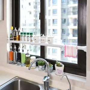ツールなしの設置白いプラスチック安いバスルーム壁キッチン棚バスルームプラスチック収納棚ユニットCTS-90