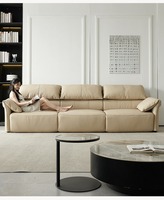 Canapé-lit moderne italien en cuir véritable, modèle « Oreilles d'éléphant », électrique, intelligent, rétractable, trois places, avec télécommande