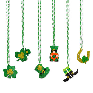 Collier DAMAI pour la Saint-Patrick, pendentif trèfle vert, accessoire de fête pour enfants, décoration en feutre plastique - Product Image 2