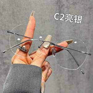 Gafas Ópticas Metálicas Sin Montura 31292 para Mujer, Protección Contra Luz Azul, Lentes Transparentes, Montura Mediana, Origen Taizhou - Product Image 2