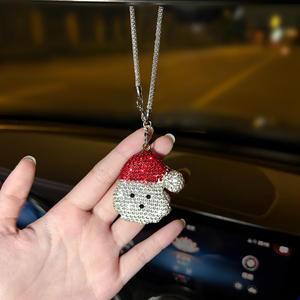 Creative Diamond-Encrusted Christmas Snowman <b>Car</b> Pendant New Metal Rhinestone Christmas Series Rearview <b>Mirror</b> Pendant Packaging - Product Image 1