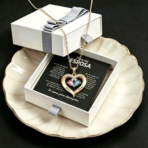 Heart Shape Inlaid Zircon Clavicle <b>Chain</b> Double Stone Heart Pendant Necklace For Wife Anniversary Gift Jewelry For Women - Product Image 6