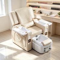 Fauteuil de pédicure électrique pliable moderne, table de massage réglable en cuir crème pour salon de beauté et spa