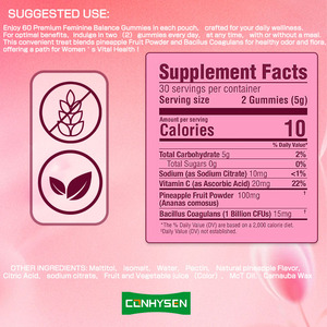 OEM ODM probiotik Gummies untuk kesehatan wanita mengoptimalkan tingkat PH seimbang Vagina Premium suplemen permen karet keseimbangan feminin - Product Image 2