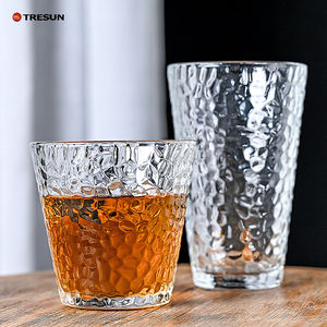 Vasos de Vidrio Resistentes al Calor con Diseño Martillado, para el Hogar, Sala de Estar, con Borde Dorado de Lujo - Product Image 1