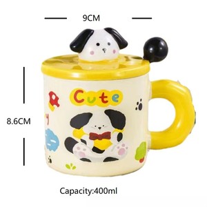 Tasse à café <span class=keywords><strong>en</strong></span> <span class=keywords><strong>porcelaine</strong></span> <span class=keywords><strong>vintage</strong></span> 400ml mignon <span class=keywords><strong>chien</strong></span> faite à la main poupée de dessin animé 3d tasse <span class=keywords><strong>en</strong></span> céramique avec couvercle et cuillère - Product Image 6