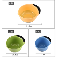 Ensemble de bols à salade et gâteaux en plastique jetables avec poignée en silicone de couleur noire pratique pour mélanger et servir