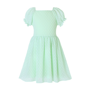 Robe en mousseline à manches bouffantes pour filles avec nœud, robe de demoiselle d'honneur pour fête, robe de printemps-été pour Pâques et anniversaire, OEM ODM - Product Image 5