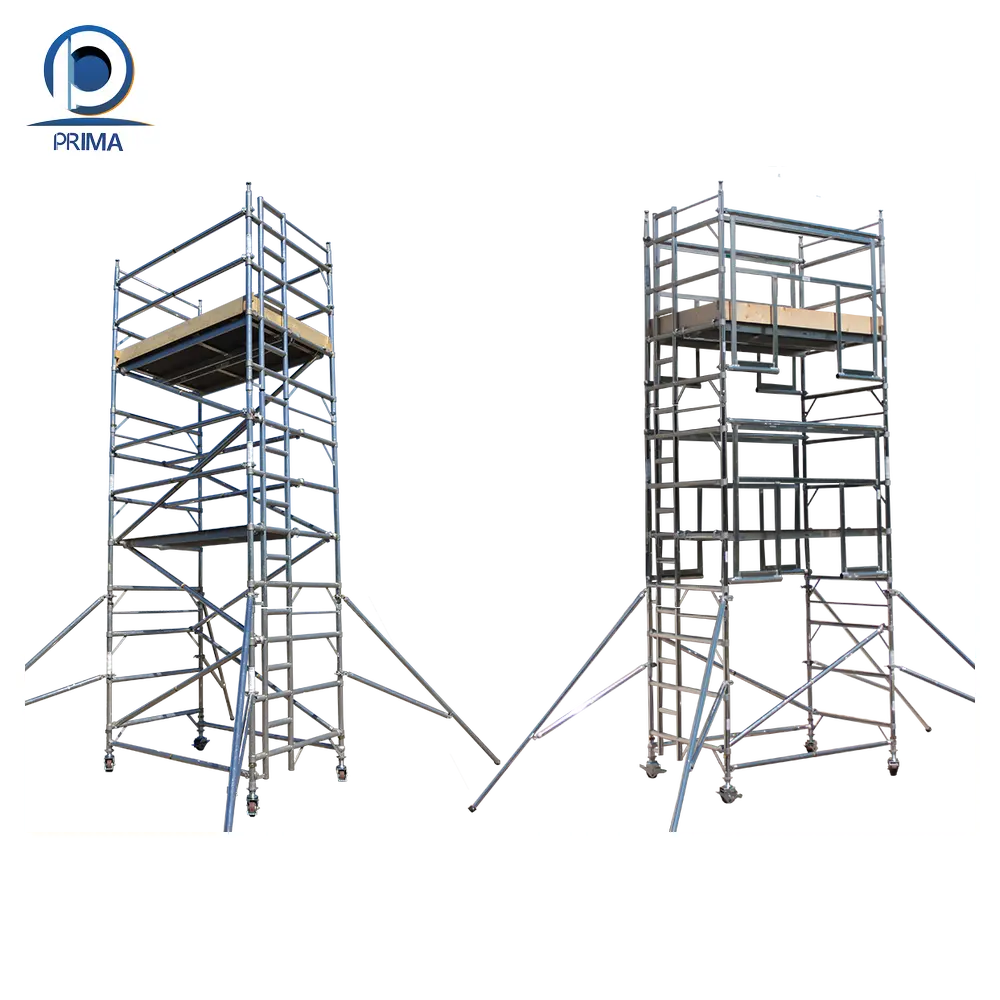 Échafaudage de tour en aluminium mobile Prima Échafaudage galvanisé à chaud Outils de matériel d'entretien Échafaudages