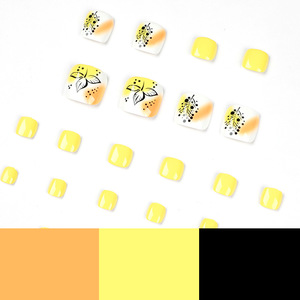 Hojas <span class=keywords><strong>pintadas</strong></span> a mano Árboles Pie <span class=keywords><strong>Uñas</strong></span> Venta al por mayor Manicura usable Productos <span class=keywords><strong>de</strong></span> belleza extraíbles <span class=keywords><strong>Amarillo</strong></span> Verano Dedo ABS Francés - Product Image 5