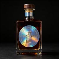 Etiqueta Holográfica Impresa Personalizada - Etiquetas Autoadhesivas Resistentes al Agua con Lámina Dorada UV para Licores y Bebidas Alcohólicas
