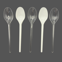 Ensemble de vaisselle jetable en plastique Hong Er pour fêtes et pique-niques, option logo personnalisé, noir/blanc/transparent, fourchettes, couteaux, cuillères en PS