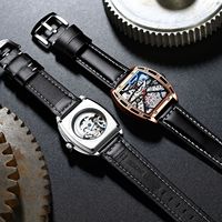 Montre automatique squelette tonneau lumineuse de luxe pour homme, montre mécanique étanche de haute qualité