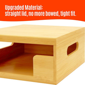 Bamboo Plate <b>Storage</b> <b>Box</b> Rectangle 18L Eco Friendly <b>Kitchen</b> Organizer Desktop <b>Storage</b> Bin Standing Type - Product Image 2