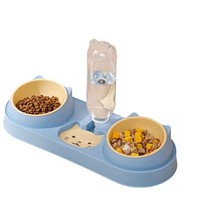 Ensemble de 3 bols pour chat, distributeur d'eau automatique, mangeoire pour animaux de compagnie, bol à nourriture amovible, forme de chat mignonne, double bol à nourriture