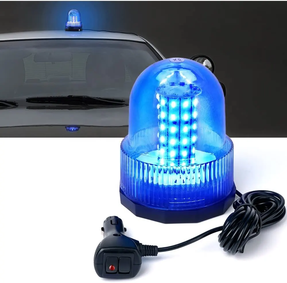 Blue 12V 24V beacon Super Bright girevole 60 LED avvertimento di emergenza luci stroboscopiche per ambulanza per il lavoro