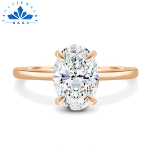 S925 스털링 실버 9K 10K 14K 18K 솔리드 골드 주얼리 솔리테어 오벌 모이사나이트 VVS 등급 약혼반지 - Product Image 3