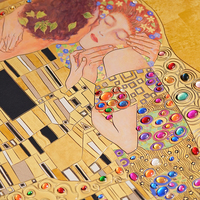 Peinture originale Gustav Klimt Le baiser, faite à la main, écologique, durable, de style européen, avec noyau en laiton importé et bois de noyer
