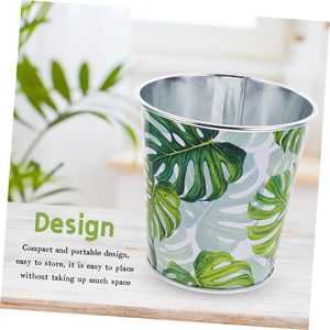 Metal Leaf <b>Printed</b> Round Bucket Planters for Gardening Versatile Plant Pots Stackable and Durable Material Galvanized Iron - Product Image 4