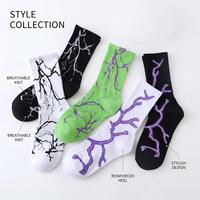 Chaussettes de sport athlétiques personnalisées avec logo jacquard, en coton peigné respirant, avec coussinets de compression, pour hommes, vente en gros