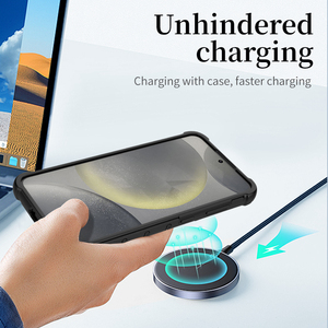 Bền chống sốc da-cảm thấy điện thoại trường hợp Đối với <span class=keywords><strong>Samsung</strong></span> S23 S24 S25 cộng với siêu sang trọng từ tính không dây sạc trở lại bao gồm - Product Image 4