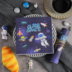 Printed cartoon space man party <b>paper</b> napkins, square <b>paper</b>, cross-border export, disposable napkin wholesale - Product Image 1